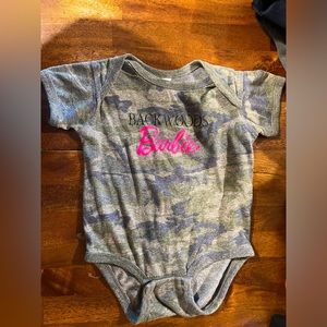 Backwoods Barbie onesie, size 18 months, camo
